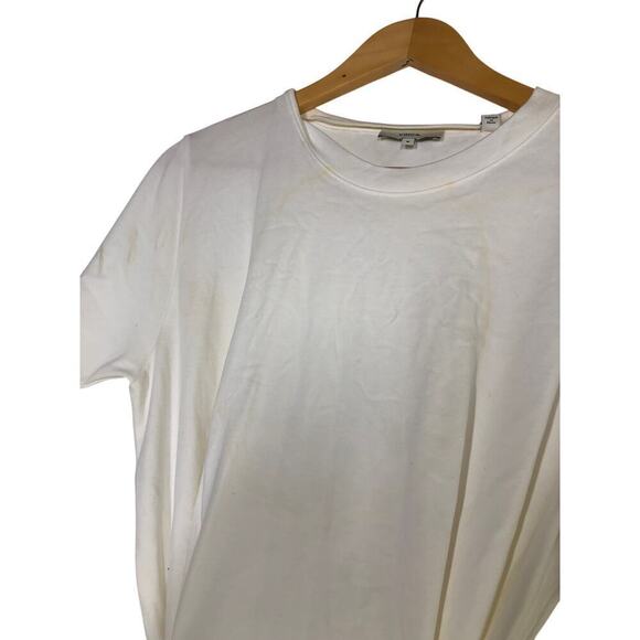 Vince Tie Waist T Shirt Dress Short Sleeve Cotton Mini Optic White NWT Medium - Picture 4 of 11